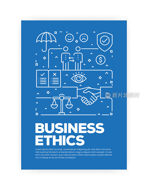 Business Ethics Concept Line Style Cover Design for Annual Report, Flyer, Brochure.